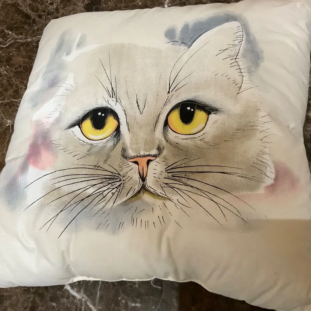 Cat Pillow Soft Throw Pillow about  17x17” For the Crazy Cat lady in your life